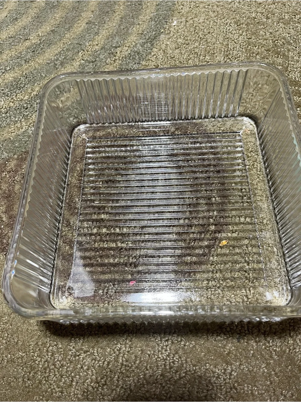 Vintage Clear Glass Square Refrigerator Box with Red & Black Flower Design
